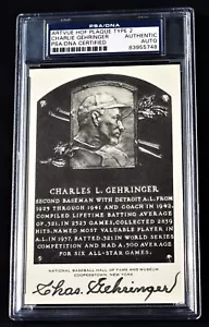 Charlie Charles Gehringer Signed 1956-63 Artvue Type 2 HOF Postcard PSA/DNA COA - Picture 1 of 2