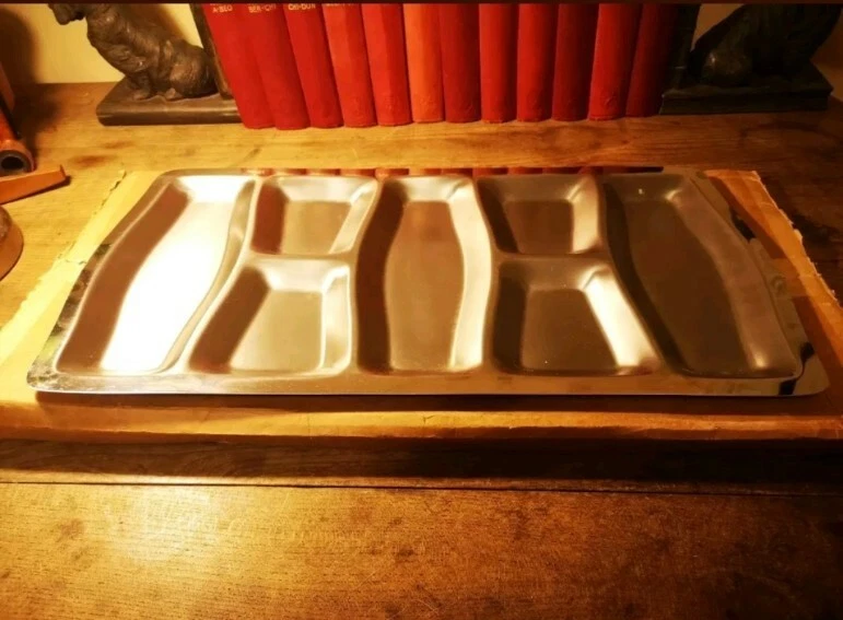 New Old stock beautiful vintage 1960s brushed steel British Serving Tray boxed  - Image 1 of 4