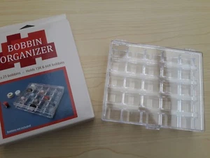 NEW See Through Machine Bobbin Organizer Hinged Storage Box Holds 25 Bobbins - Picture 1 of 4