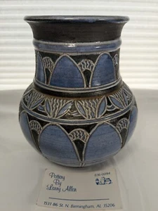 Vintage Alabama Artist Larry Allen Signed Pottery Vase Studio Art Signed - Picture 1 of 8
