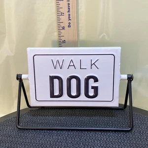 Feed Dog Walk Dog Notification Flip Ceramic Sign - Picture 1 of 9