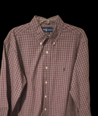 mens  polo Classic Fit Colorful Plaid button Down  dress shirt 16.5L 100% cotton - Image 1 of 4