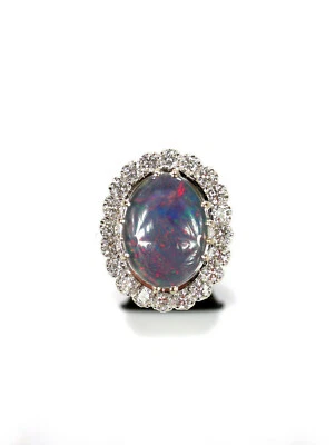 prächtiger Damenring - Opal-Dublette + Brillanten ca. 1,00ct - 585 Weißgold 14K - Bild 1 von 4