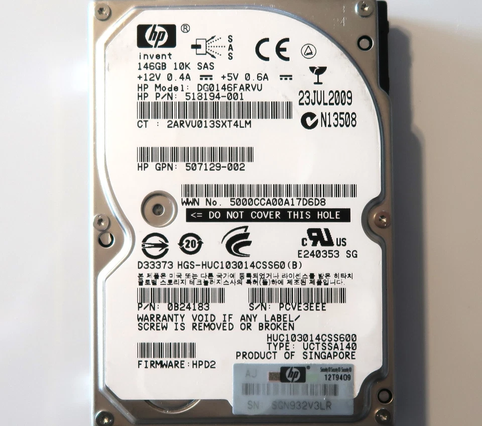 Hitachi HUC103014CSS600 0B24183 HPD2 518194-001 507129-002 146gb SAS 2.5" HDD - Image 1 of 1