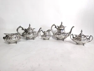 Reed & Barton Sterling Silver 5 Piece Tea Set, Hampton Court, PA6338KO - Picture 1 of 23