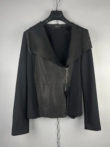 Max Mara Weekend Womens Viscose Leather Zip Asymmetric Blazer Jacket Size 38 / S - Picture 1 of 16
