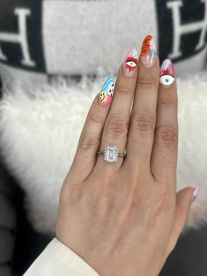 0.20 Ct Semi Mount Emerald Cut Setting Diamond Womens Ring Solid 14k White Gold - Image 1 of 4