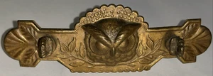 Antique Victorian Ornate Stamped Brass Cabinet Drawer Pull OWL CHERRY TREE STARS - Picture 1 of 5