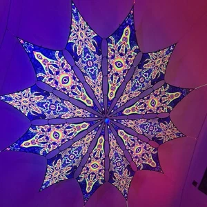 UV Canopy 12 Petals Fluorescent Psychedelic Trance Ceiling Party Festival Deco - Picture 1 of 12