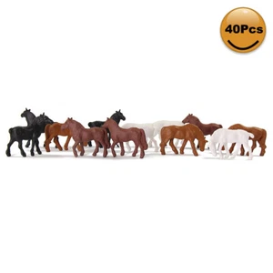 40pcs Modèle de Train 1:87 Animaux de Ferme Peints HO Échelle Modèle Chevaux - Picture 1 of 9