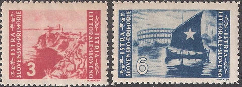 Yugoslavia - Istria & Slovene Coast 1945 Duino Castle Sailboat MNH (SC# 40-41) Cover