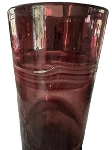 Hand Blown Amethyst Vase with Slag Glass Accents Tall 10” Vintage BEAUTIFUL - Picture 1 of 7