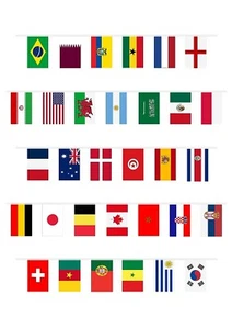 Football World Cup Bunting 7m & 32 Flags Nylon International Garden Decoration - Picture 1 of 1