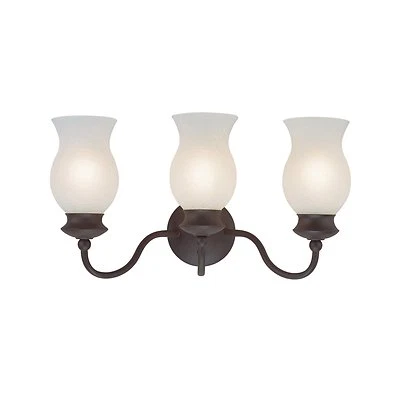 Antiguo accesorio de pared de baño Westinghouse 69238 de 3 luces con vidrio esmerilado craquelado Foto 1 de 2