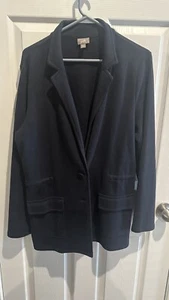 Giacca blazer donna J JILL manica lunga tasche blu navy abbottonata taglia L - Foto 1 di 9