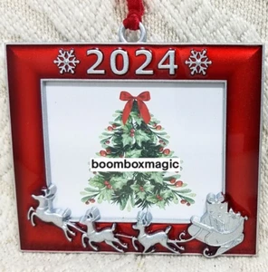 2024 ADORNO DE ÁRBOL DE NAVIDAD MARCO DE FOTOS COLGANTE PASEO EN TRINEO DE SANTA CLAUS - Imagen 1 de 10