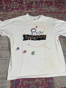 Vintage Pixar Typestry Shirt 90s Hanes Size L White - Picture 1 of 5