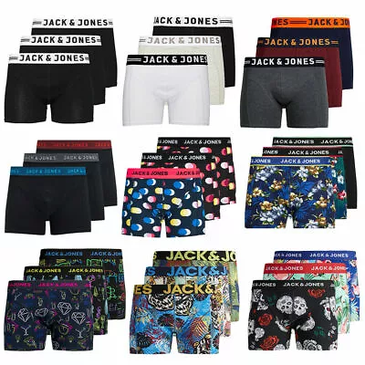 JACK & JONES confezione da 3 boxer uomo JACCRAZY TRUNKS mutande S M L XL XXL