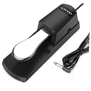 Sustain Pedal for Keyboard, Piano Foot Pedal with Polarity Black+Silver Pedal - Picture 1 of 7