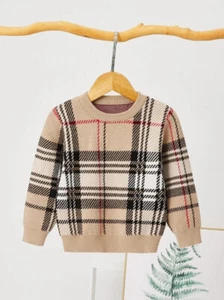 SHEIN Toddler Boys Plaid Pattern Sweater (Choose Size) NEW W TAG - Picture 1 of 8