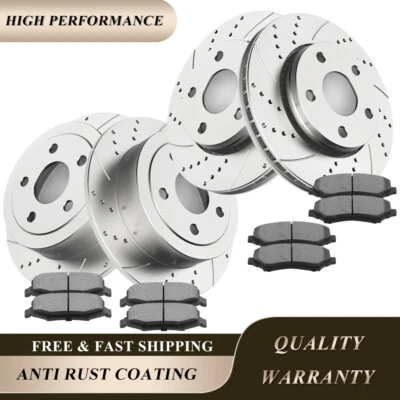 Rotores ranurados perforados delanteros traseros pastillas de freno para Jeep Wrangler JK 2007-2017 Foto 1 de 4