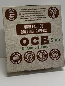 Full Box OCB Unbleached KING SIZE SLIM Organic Hemp Rolling Papers/ 24 packs - Picture 1 of 3