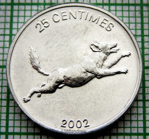 CONGO DEMOCRATIC REPUBLIC 2002 25 CENTIMES, WILD DOG, ALUMINIUM UNC Cover