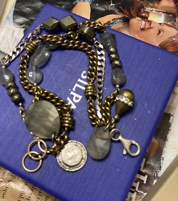 Pulsera Silpada Pirita Esterlina Labradorita Latón Cristal Jardín Fiesta B3215 Foto 1 de 4