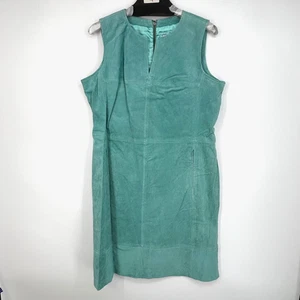 by Giuliana Rancic Womens 14 Sleeveless Sheath Dress Sage Green Suede Leather - Picture 1 of 13