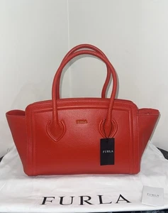 Furla Hot Red Damen große Handtasche hochwertiges Leder Beuteltasche 100 % ECHT NEU - Bild 1 von 10