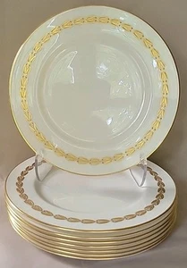Lenox Antoinette M356 Dinner Plates Set Of 8 10,5" Gold Leaf Mint Condition USA - Picture 1 of 5