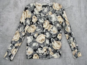 Talbots Sweater Small Petite Cardigan Merino Wool Floral Button Career Preppy - Picture 1 of 7