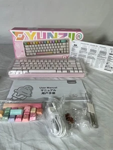 Yunzii B68 Pink Tri-Mode Backlit Multimedia Mode Wireless Mechanical Keyboard - Picture 1 of 12