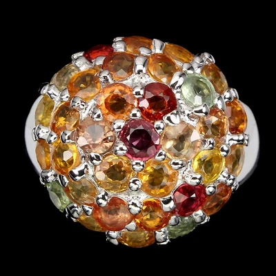 925 Sterling Silver Ring Round Sapphire 3.5mm Natural Gemstone Jewelry Size 8 - Image 1 of 4