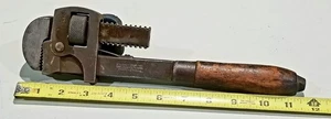 Antq Eisenbahn Werkzeug Affe Schraubenschlüssel Stillson Holzgriff #14 Oswego NY - Bild 1 von 8