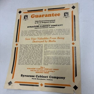 Antique Syracuse Cabinet Co Furniture Letter Card Document Guarantee c1900 - Picture 1 of 17