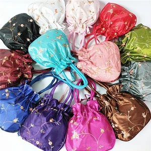 2PC Chinese bag Tradition Embroidered Flower Silk Satin Purse Jewelry Bag Gift - Picture 1 of 33