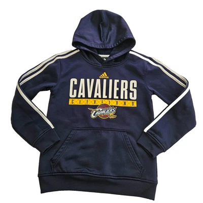 Cleveland Cavaliers Hoodie Youth S Navy Blue NBA Fleece Lined Adidas Sweatshirt - Image 1 of 4