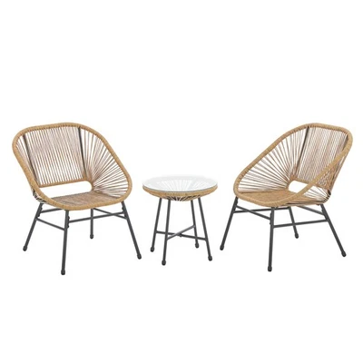 B-Ware SVITA TULUM Balkon-Möbel 3-tlg Garten-Möbel Set Balkonstühle Tisch Natur - Bild 1 von 4