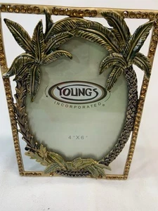 Palm Trees Metal picture frame, 5X7 In Size. Free Standing, Gold Tone - Picture 1 of 5