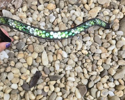  Brow Band Green  Gems for Cob or Small horse - Image 1 of 3