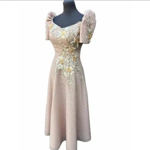 Modern Filipiniana Dress Align Baloon Candy Crash Fabric - Picture 1 of 13