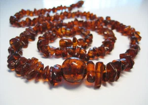Genuine Cognac Amber Beautiful Baltic Amber Necklace 21 in !!! - Picture 1 of 3