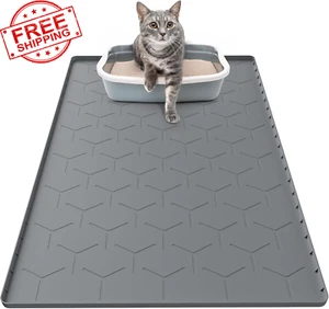 Cat Litter Box Mat, Large 34" X 22" Cat Litter Mat, Waterproof Silicone Pad for - Imagen 1 de 12