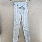 Celebrity Fashion Paperbag Skinny Pant Women's Size M Blue Solid Comfort Tie