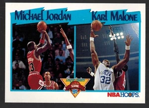 1991-92 NBA Hoops League Leaders Scoring #306 (1.MICHAEL JORDAN 2. KARL MALONE) - Foto 1 di 2