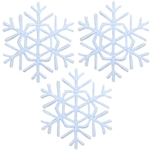 Mini Snowflake Applique Patch - White Snow, Winter 1.25" (3-Pack, Iron on) - Picture 1 of 1