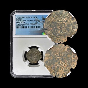 SPAIN. 1474, Blanca - NGC VF - Ferdinand II, Isabella I, Burgos, Columbus 042 - Picture 1 of 5