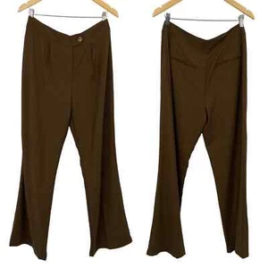 Nasty Gal High Waist Wide Leg Pleated Trousers Dress Pants Brown Womens 8 - Picture 1 of 8