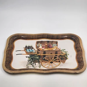 Coca Cola Serving TV Tray Picnic Basket Autumn Harvest Festival Large 18x13 Rare - Picture 1 of 11